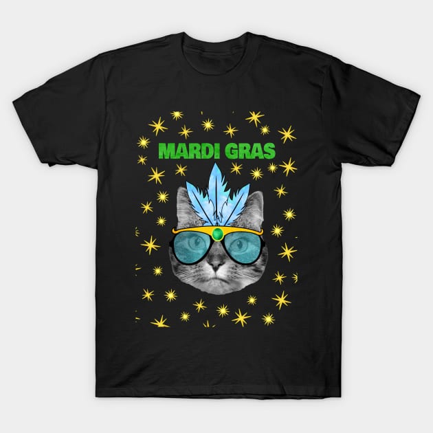 Mardi Gras Cat T-Shirt by Purrfect